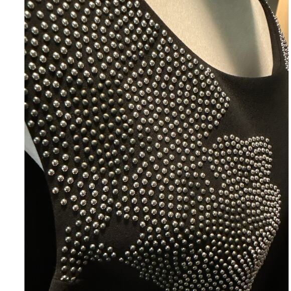 Calvin Klein Black Silver Studded Fitted Dress 16 - Picture 6 of 6